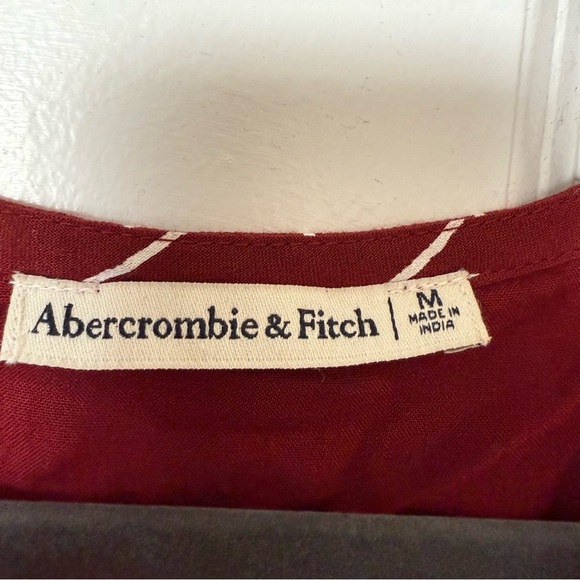 Abercrombie & Fitch dress Wrap maroon red stipe asymmetrical Medium - Picture 8 of 11